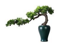 Albero Finto Bonsai di piante verdi di pino podocarpus di simulazione cinese for interni adatto for la decorazione della sala da tè dello studio del portico del soggiorno Piante Finte Da Interno