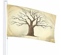 Albero Flag Decor 3x5 Ft Ramo Vecchio Legno Fogliame Ambiente botanico Stagione Legname Ecologia Poliestere Motivo stampato Decorazioni per esterni per case e giardini