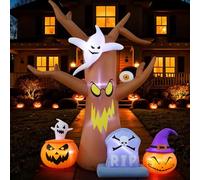 Albero gonfiabile per Halloween, 2,4 m, decorazioni per Halloween, per esterni, spaventoso albero morto con zucca, fantasma, lapide, gonfiabile, per giardino, prato, decorazione interna per feste