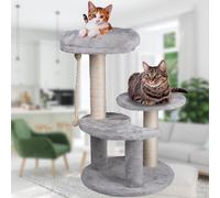 Albero Graffiatoio Tiragraffi 3 Ripiani con Corda in Sisal Rivestimento Peluche