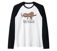 Albero Hugger Funny Sloth Natura Lover Maglia con Maniche Raglan