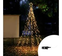 Albero luminoso a cascata con stella da 848 Led altezza 3,5 metri Bianco Caldo Wisdom