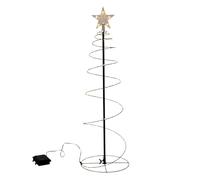 Albero luminoso a spirale a LED, nero, per esterni, con timer, 60 cm, in metallo, con batteria a stella, alimentata a batteria, Natale, Avvento, giardino, illuminazione decorativa
