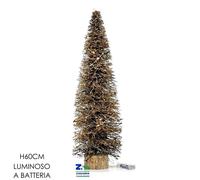 ALBERO LUMINOSO CM 60 H CON LUCI LED SU BASE IN LEGNO ALBERELLO COLORE ORO