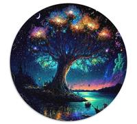 Albero Luminoso Fantasia Puzzle per Adulti Rotondo 1000 Pezzi Lago Notte