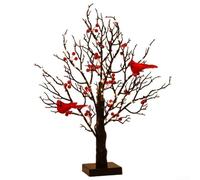 Albero luminoso in stile vintage alimentato a batteria con cardinali con luci LED scintillanti per uso decorativo in ambienti interni ed esterni durante le festività natalizie