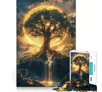 Albero mistico con aura dorata Puzzle difficile per adulti da 1000 pezzi Gioco di logica Divertimento rilassante Opera d'arte ben definita (38x52cm)