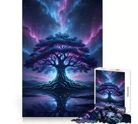 Albero mistico sotto il cielo dell'aurora boreale Puzzle da 1000 pezzi per adolescenti Migliora la memoria Divertente e rilassante Design Assemblaggio Regalo elegante (50x75cm)