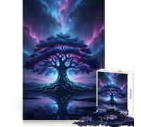 Albero mistico sotto un cielo aurora boreale Puzzle da 1000 pezzi per adulti Regalo, gioco di logica, giocattolo per momenti di condivisione, taglio preciso, sorpresa di compleanno (38x26cm)