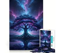 Albero mistico sotto un cielo aurorale, puzzle da 1000 pezzi per adulti, giocattolo rilassante, antistress, bordi precisi, regalo premuroso (38x52cm)