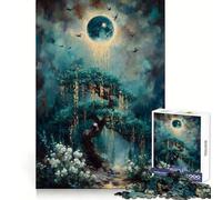 Albero mistico sotto una luna splendente Puzzle da 1000 pezzi per adulti Gioco di logica e divertimento Bordo liscio Regalo perfetto (38x52cm)