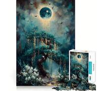 Albero mistico sotto una luna splendente Puzzle da 1000 pezzi per adulti Gioco di logica e divertimento Bordo liscio Regalo perfetto (38x52cm)