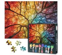 Albero mostra un arcobaleno colori nelle sue foglie, puzzle Jigsaw per adulti, 1000 fogli colorati, puzzle impegnativi per la decorazione della casa, intelligenza, puzzle, regalo 50 cm x 70 cm