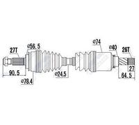 ALBERO MOTORE/ASSE SINISTRO RENAULT KANGOO II 2005- 1.5DCI/1.6 L=673MM