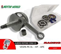 ALBERO MOTORE CONO Ø20 + CUSCINETTI ALTI GIRI PER PIAGGIO APE 50 MODIFICA 130cc