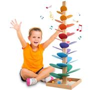 Albero musicale in legno, albero in legno, palla a sfera in legno, torre a sfera arcobaleno, palla creativa in marmo, gioco educativo per bambini