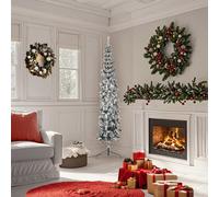 vidaXL Albero Natale Artificiale Sottile a metà Neve Fioccata 180 cm