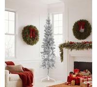 vidaXL Albero Natale Artificiale Sottile a metà Supporto Argento 180cm