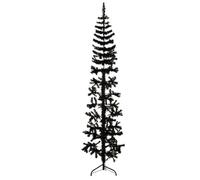 Albero Natale Artificiale Sottile Mezzo Albero 180 cm Nero Decorazione Casa Natale Ideale Spazi Ridotti PVC Realistico Supporto Acciaio
