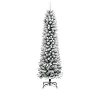 vidaXL Albero Natale Artificiale Sottile Neve Floccata 120cm PVC e PE, Albero di Natale Artificiale Sottile con Neve, Albero Natalizio, Albero con Neve