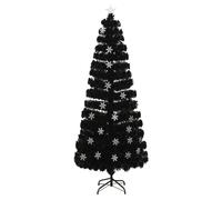 Albero Natale con Fiocchi di Neve a LED Nero 240cm Fibra Ottica