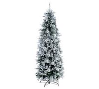 Albero di Natale Slim Sottile Stretto Innevato Bianco Realistico 210 cm Dresda