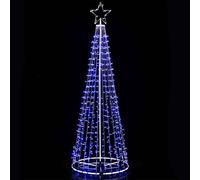 Albero Natale Luminoso 224 cm 592 LED BLU 8 Giochi Luce in Metallo per Esterno