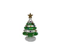 Albero natale vetro soffiato verde argento con puntale in oro h.18 cm MIR-14003