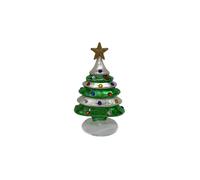 Albero natale vetro soffiato verde argento con puntale in oro h.25 cm MIR-14004