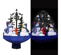 Albero natalizio, 75 cm, blu Artificial Xmas Tree with Falling Snow Effect, S, Music, Umbrella Base, for Indoor Holiday Decoration, PVC & Poliestere