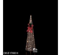 ALBERO NATALIZIO LUMINOSO IN RATTAN E FERRO 15 LED BIANCO CALDO A BATTERIE