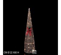 ALBERO NATALIZIO LUMINOSO IN RATTAN E FERRO 20 LED BIANCO CALDO A BATTERIE