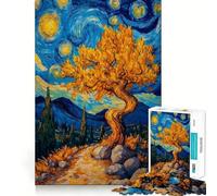 Albero nella notte stellata - Puzzle da 1000 pezzi per adolescenti - Gioco di logica stimolante - Divertimento e svago - Bordo trasparente - Oggetto da collezione 38x52cm