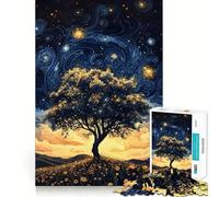 Albero nella notte stellata - Puzzle da 1000 pezzi per adolescenti - Gioco di logica stimolante - Divertimento e svago - Bordo trasparente - Oggetto da collezione 50x75cm