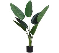 Albero Outsunny realistico Pianta decorativa con palma artificiale con vaso 7 foglie Ф 15x120 cm per esterno e interno