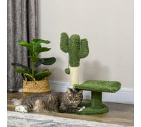 Albero per Gatti a forma di Cactus con Tiragraffi e Pallina da Gioco, 35x31x55,5 cm, Verde e Bianco