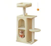 Albero per Gatti con 2 Grotte, Tiragraffi, per Case con Più Gatti, Gattini, Beige Sabbia Condo a 2 livelli: Questo tiragraffi ha 2 accoglienti grotte, perfette per case con più gatti. La grotta inferi