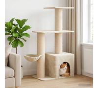 Albero per gatti con pali per graffiare in sisal Crema 133 cm