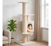 Albero per gatti con pali per graffiare in sisal Crema 137 cm