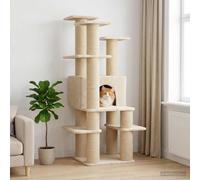 Albero per gatti con pali per graffiare in sisal Crema 161 cm