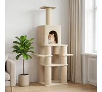 Albero per gatti con pali per graffiare in sisal Crema 180 cm
