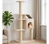 Albero per gatti con pali per graffiare in sisal Crema 183 cm