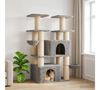 Albero per gatti con pali per graffiare in sisal Grigio Chiaro