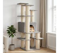 Albero per gatti con pali per graffiare in sisal Grigio Chiaro