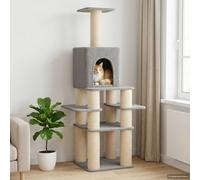 Albero per gatti con pali per graffiare in sisal Grigio Chiaro