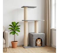 Albero per gatti con pali per graffiare in sisal Grigio Chiaro