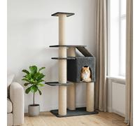 Albero per gatti con pali per graffiare in sisal Grigio Scuro