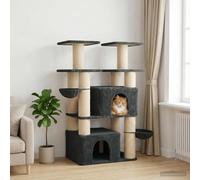 Albero per gatti con pali per graffiare in sisal Grigio Scuro