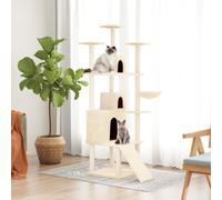 Albero per Gatti con Tiragraffi in Sisal Crema 175 cm
