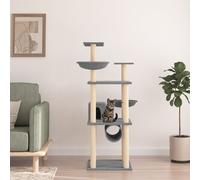 Albero per Gatti con Tiragraffi in Sisal Grigio Chiaro 141 cm